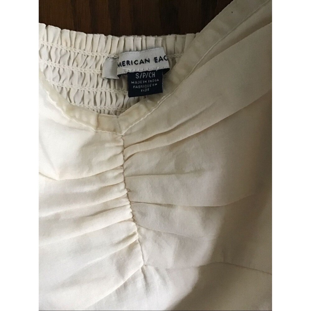 American Eagle Sweetheart Corset Eyelet Mini Dress Off White Cottagecore Boho S - Picture 4 of 7